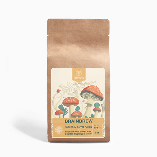 Organic BrainBrew Coffee: Lion's Mane & Chaga Mushroom Blend for Health Boost | 4oz